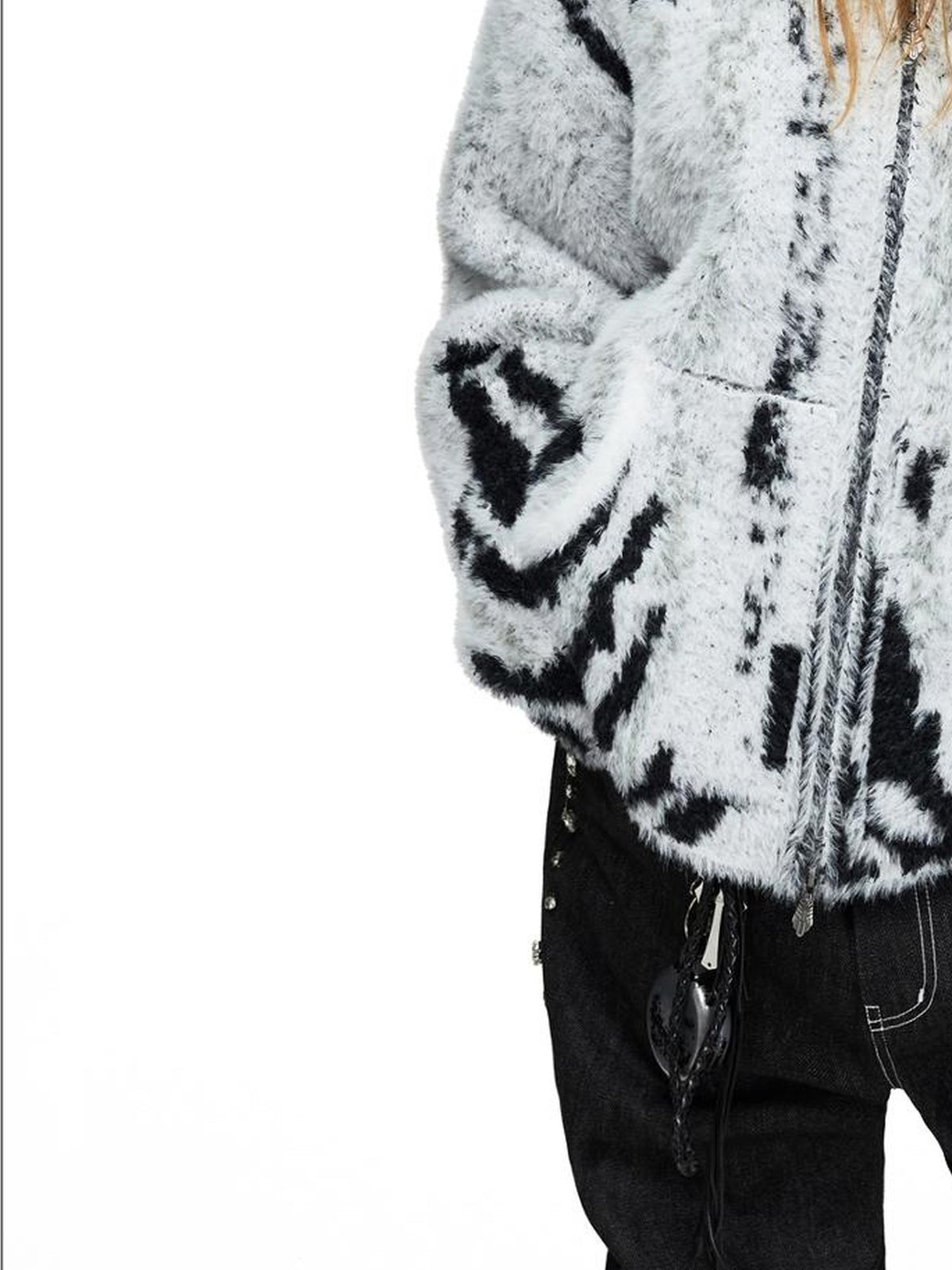 PEOPLESENSE Gradient Tiger Print Star Jacquard Loose Fit Women&