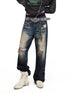 PEOPLESENSE Gradient Wash Distressed Faded Raw Hem Flare Women&