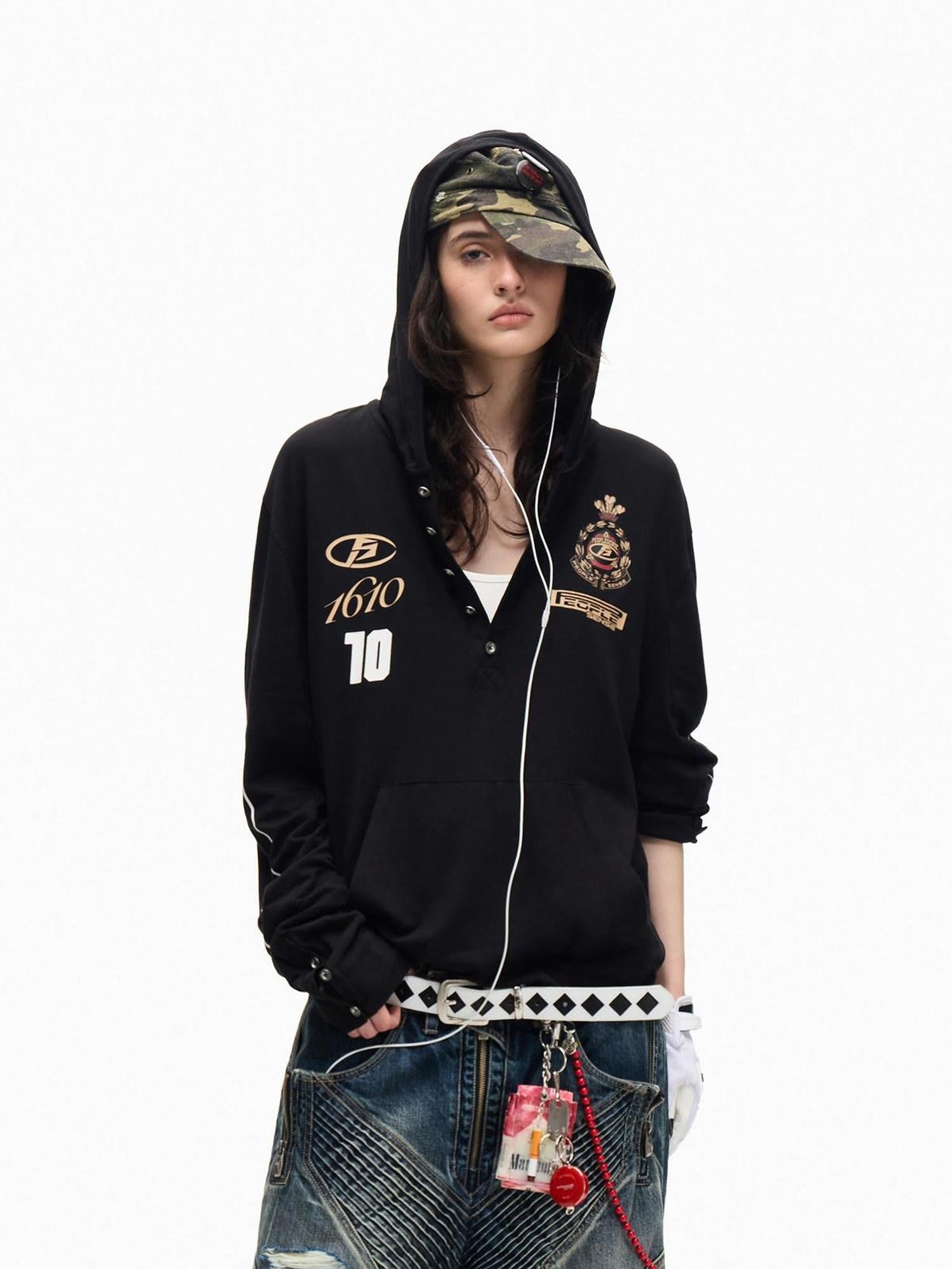 PEOPLESENSE Hooded Printed 10 Badge Women&
