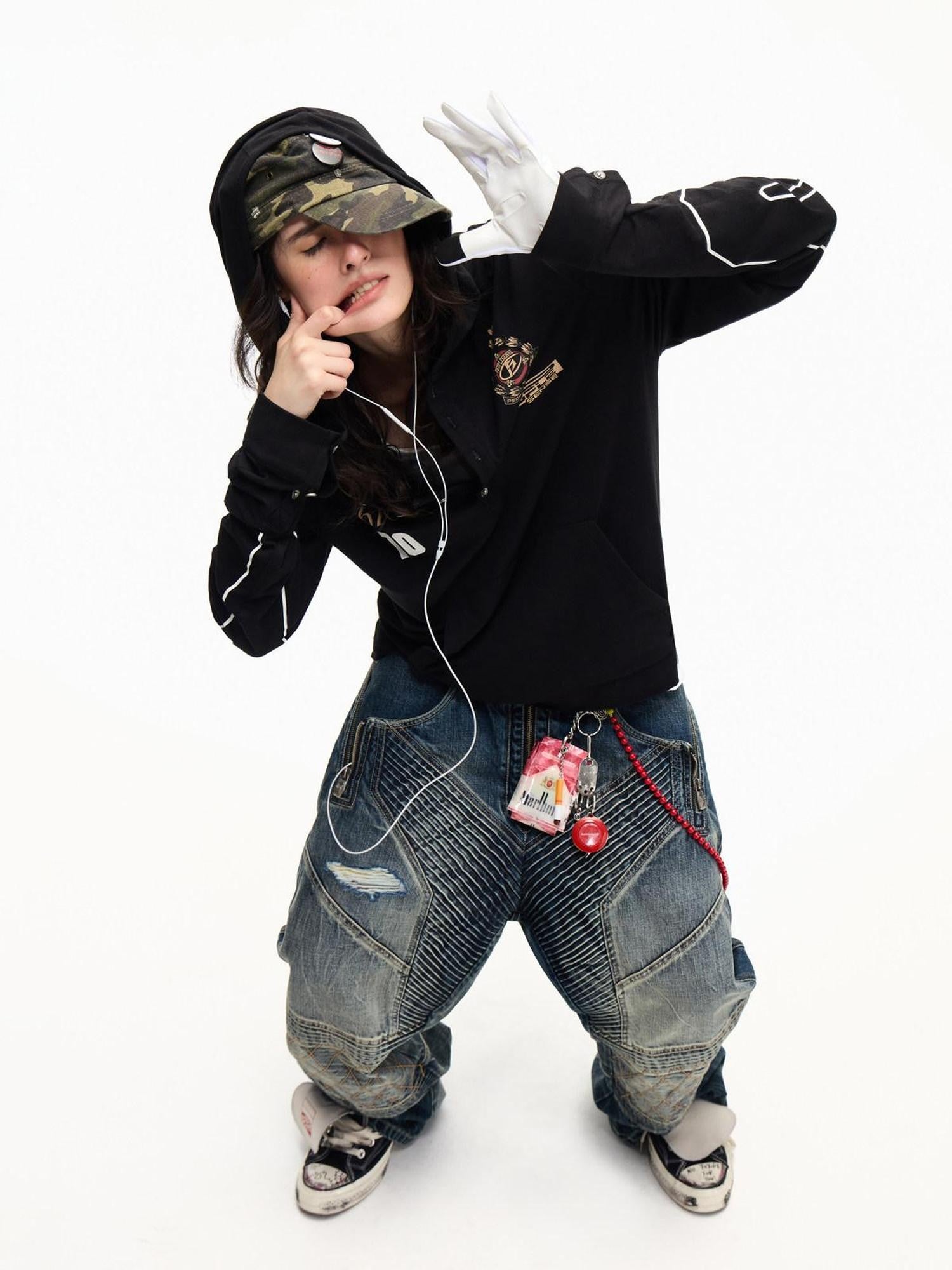 PEOPLESENSE Hooded Printed 10 Badge Women&