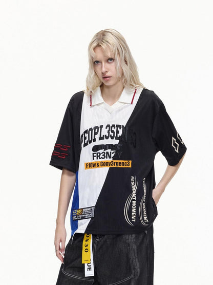 PEOPLESENSE Jersey Colorblock Print Quick Dry Polo Women&