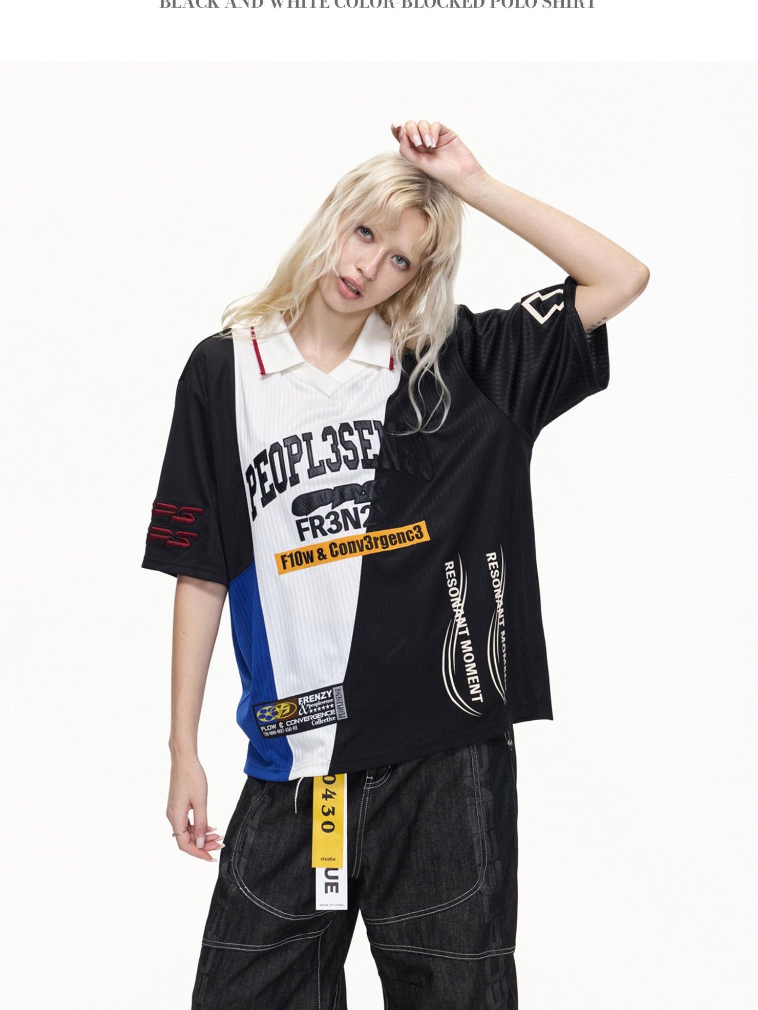 PEOPLESENSE Jersey Colorblock Print Quick Dry Polo Women&