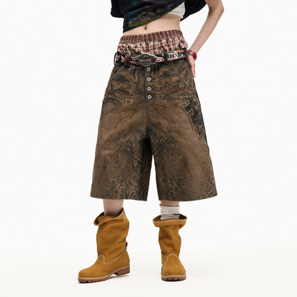 PEOPLESENSE_Khaki_Leopard_Flocked_Tiger_Print_Wide_Leg_Mid_Rise_Women&