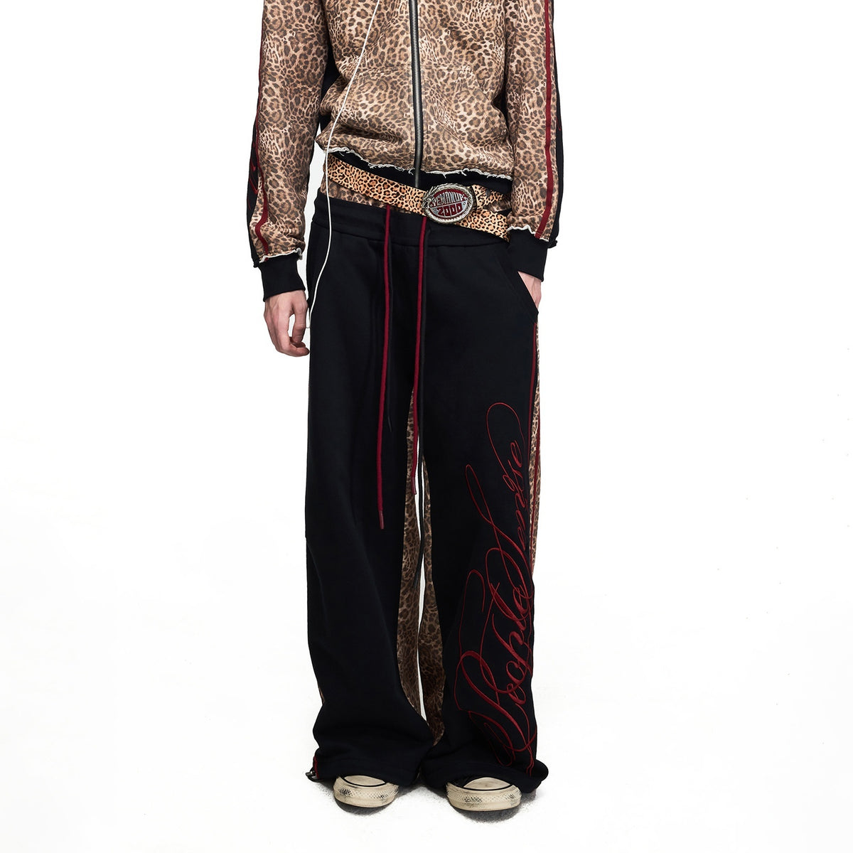 PEOPLESENSE_Leopard_Print_Colorblock_Double_Waist_Embroidered_Women&