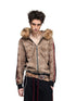 PEOPLESENSE Leopard Print Embroidered Faux Fur Trim Slim Fit Cropped Women&