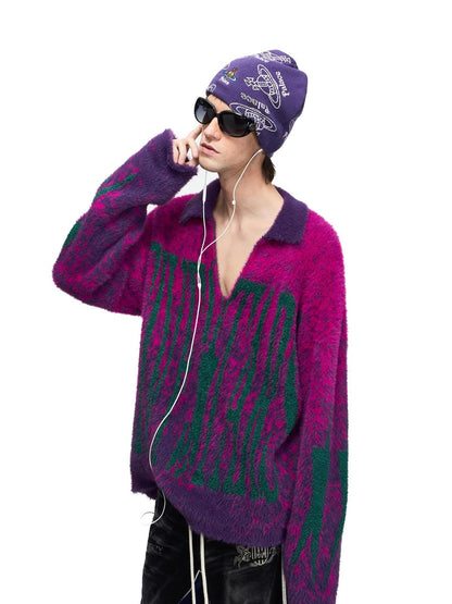 PEOPLESENSE Leopard Print Purple Gradient Loose Women&