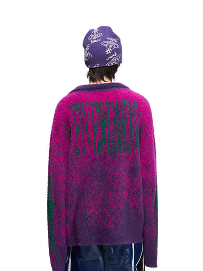 PEOPLESENSE Leopard Print Purple Gradient Loose Women&