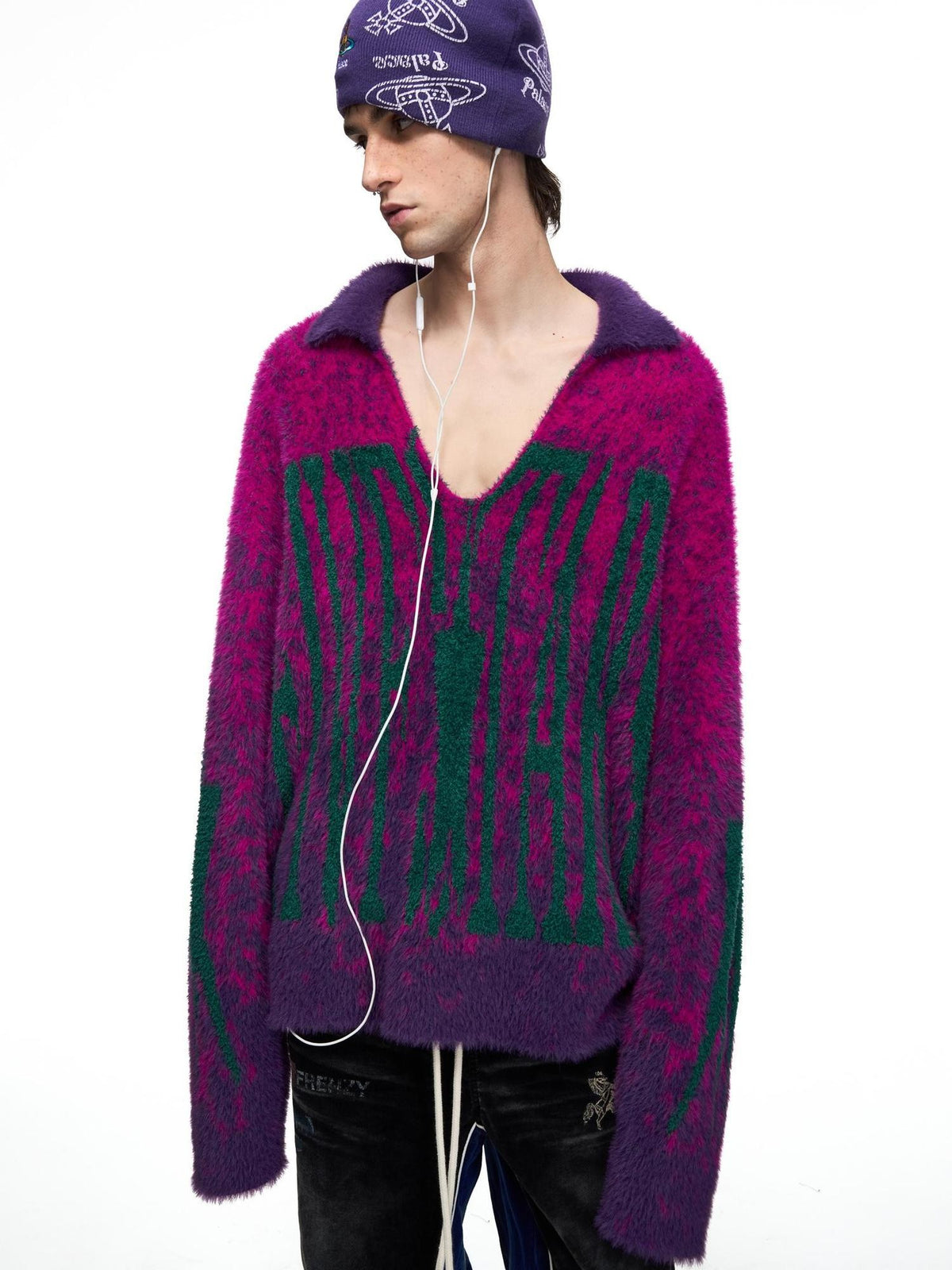 PEOPLESENSE Leopard Print Purple Gradient Loose Women&