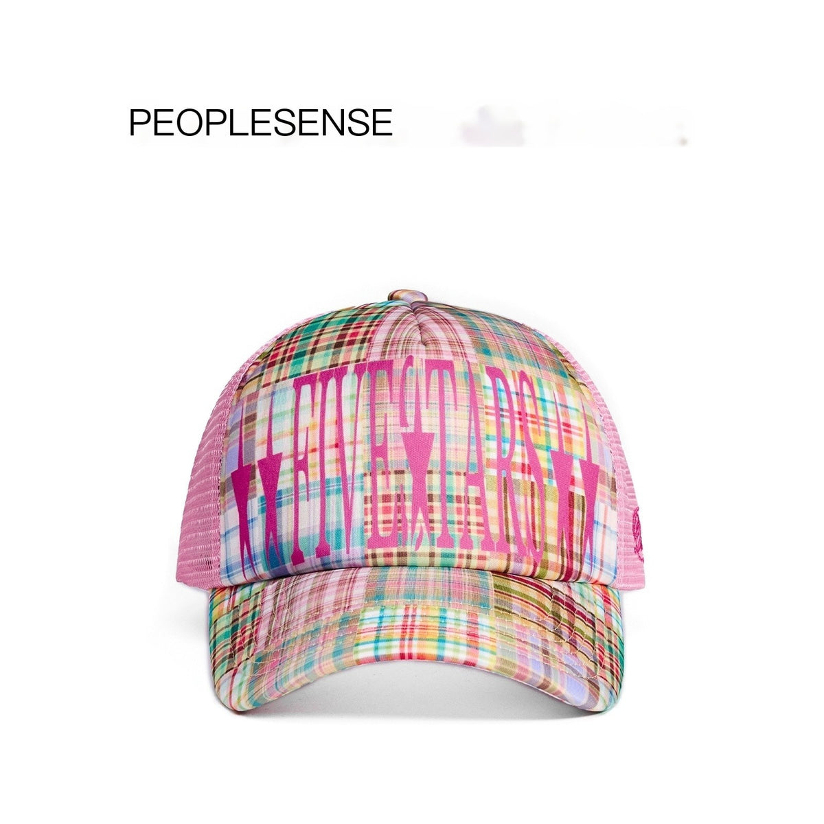 PEOPLESENSE_Pink_Plaid_Flocking_Print_Embroidery_Breathable_Mesh_Women&