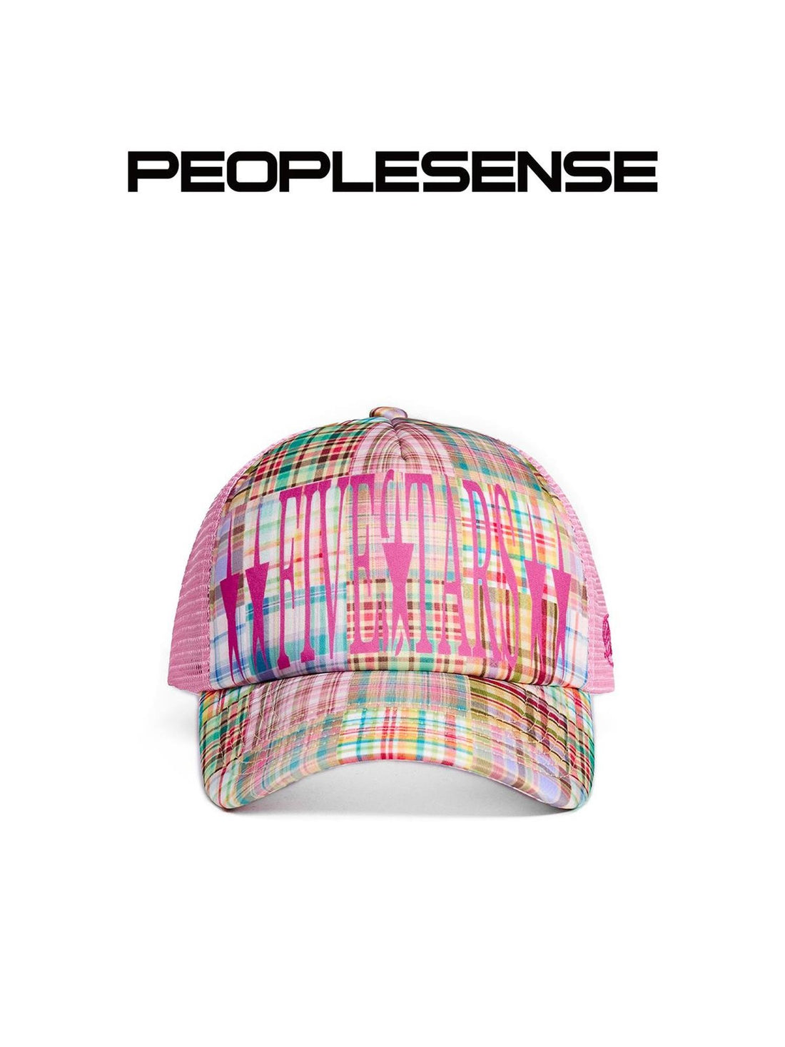PEOPLESENSE Pink Plaid Flocking Print Embroidery Breathable Mesh Women&