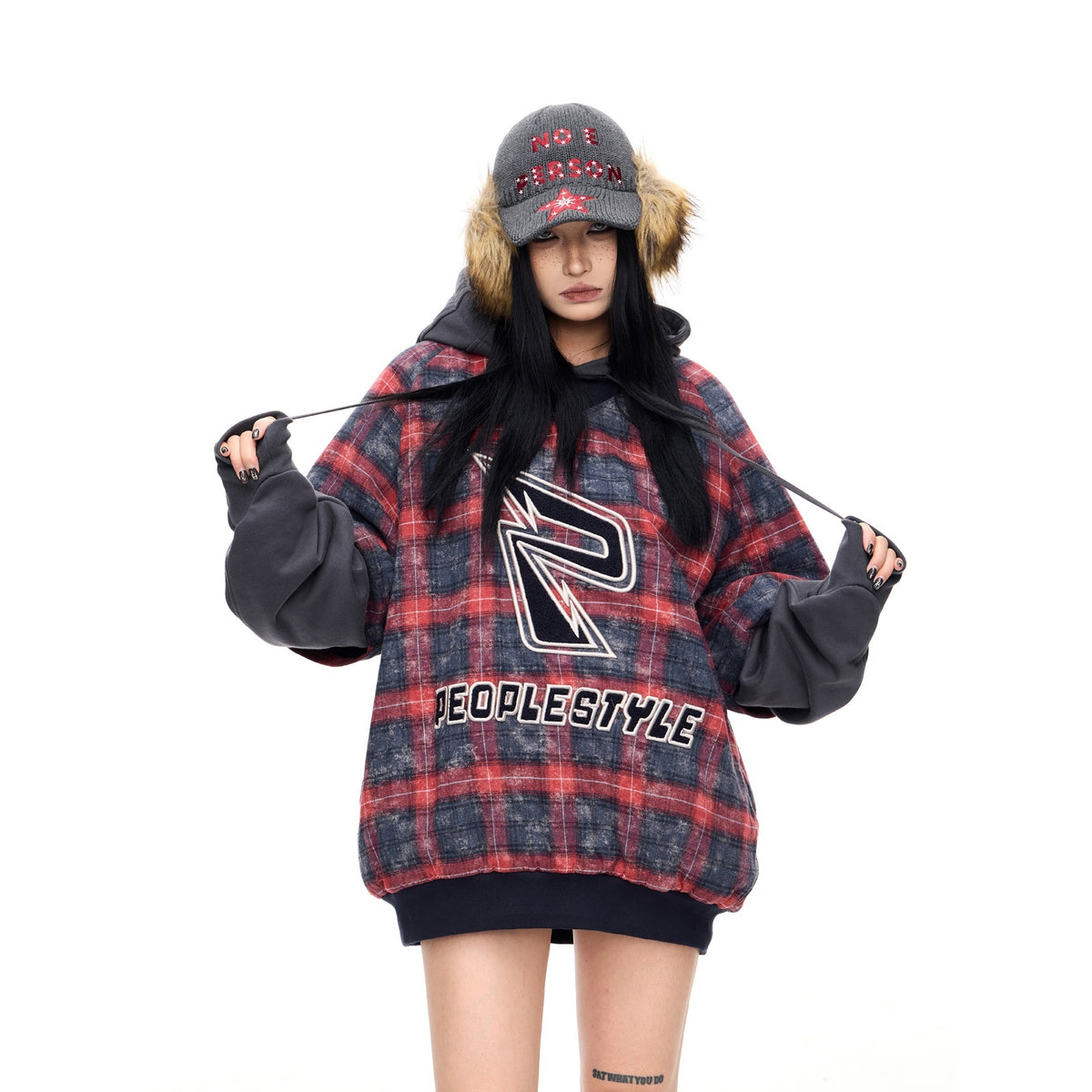 PEOPLESENSE_Plaid_Embroidered_Loose_Fit_Cotton_Blend_Women&