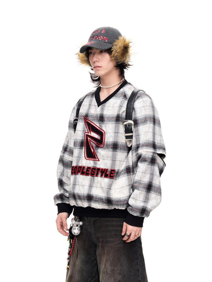 PEOPLESENSE Plaid Embroidered Loose Fit Cotton Blend Women&