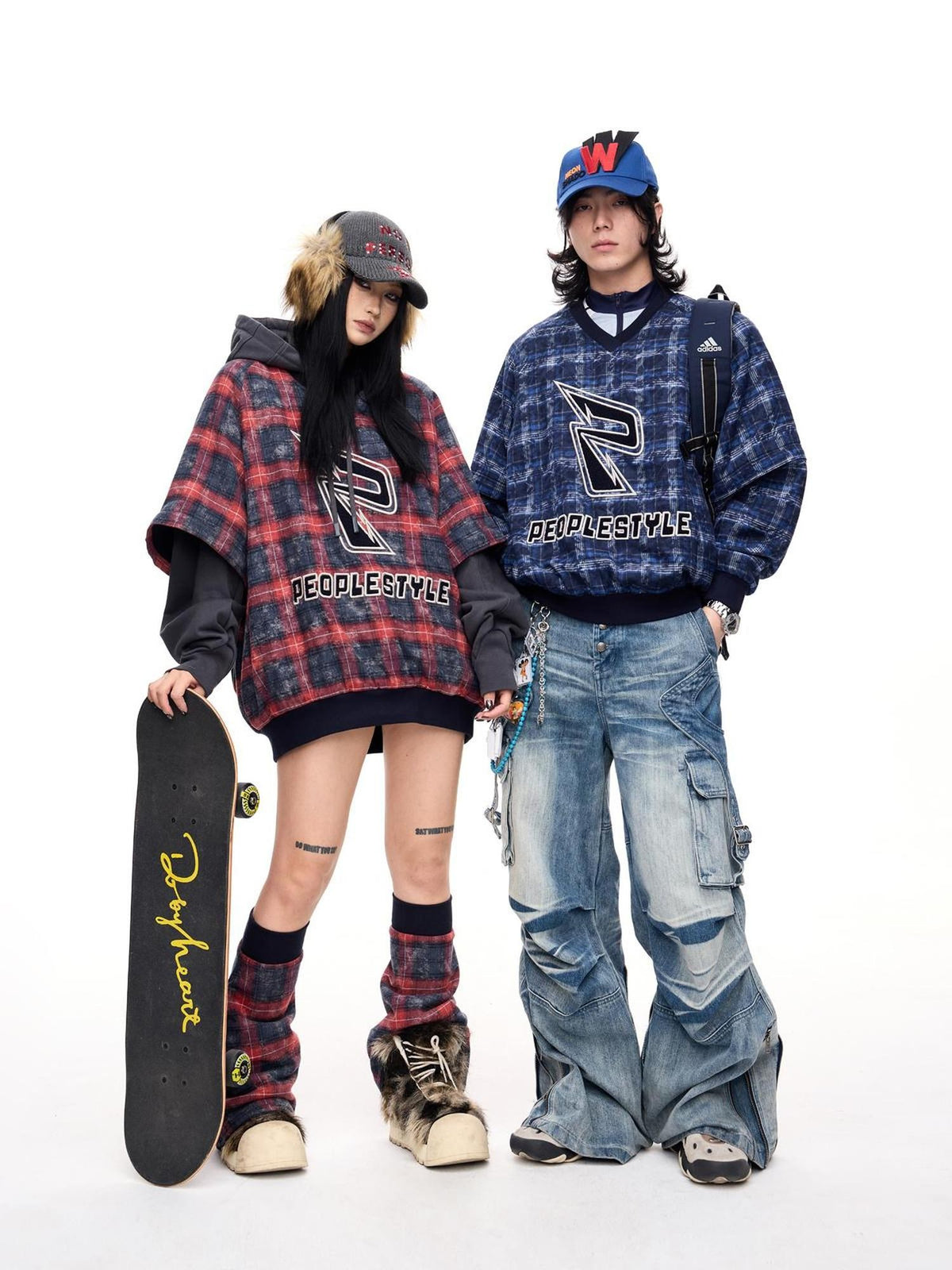PEOPLESENSE Plaid Embroidered Loose Fit Cotton Blend Women&