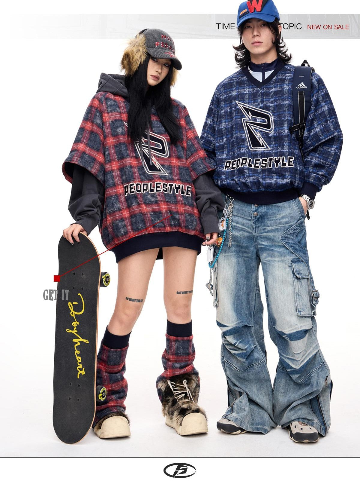 PEOPLESENSE Plaid Embroidered Loose Fit Cotton Blend Women&