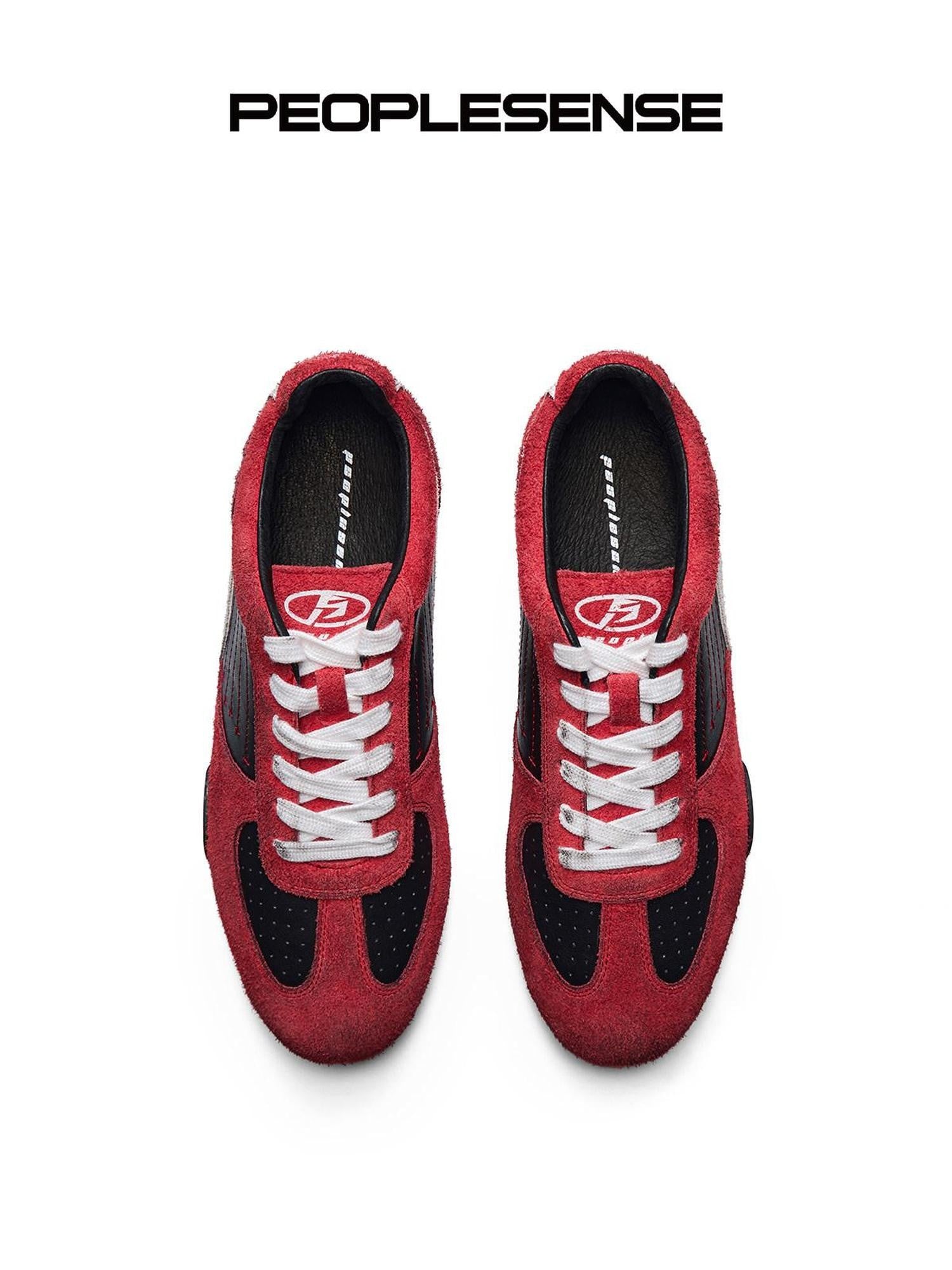 PEOPLESENSE Racing Thin Sole Embroidered Colorblock T Toe Women&