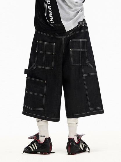PEOPLESENSE Red Selvage Patchwork Laser Print Button Fly Women&