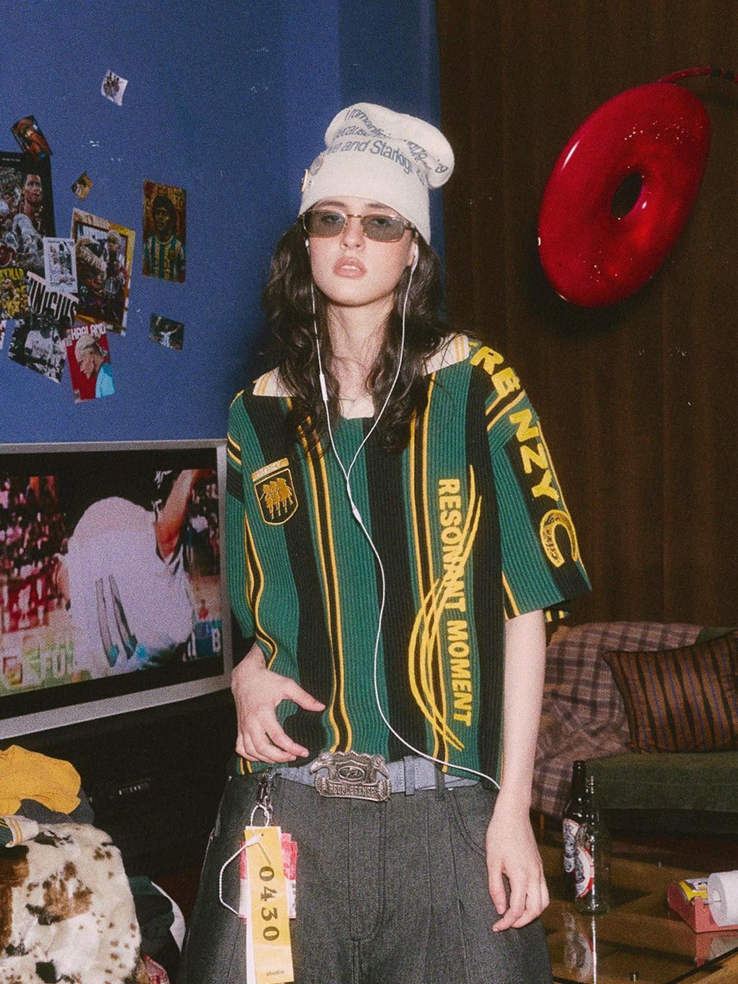 PEOPLESENSE Retro Jersey Embroidered Textured Knit Women&