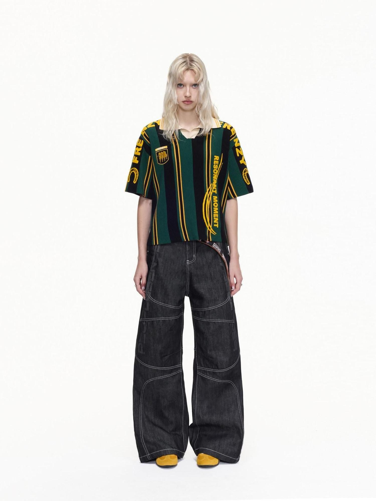 PEOPLESENSE Retro Jersey Embroidered Textured Knit Women&