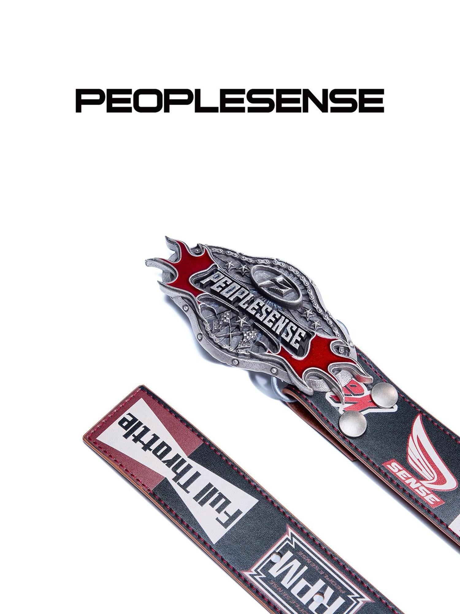 PEOPLESENSE Snake Print Biker Lettering Vintage Alloy Buckle Women&