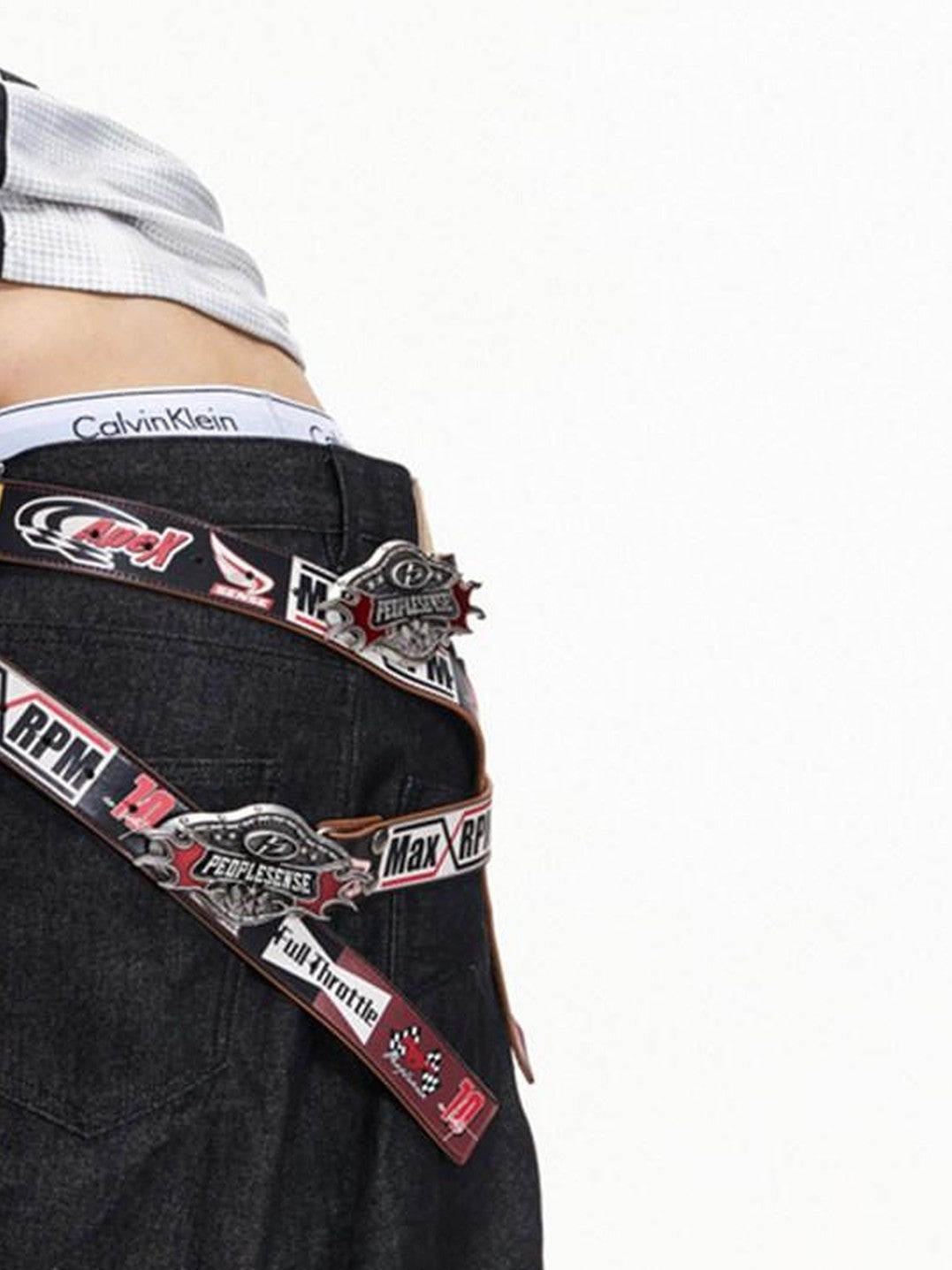 PEOPLESENSE Snake Print Biker Lettering Vintage Alloy Buckle Women&
