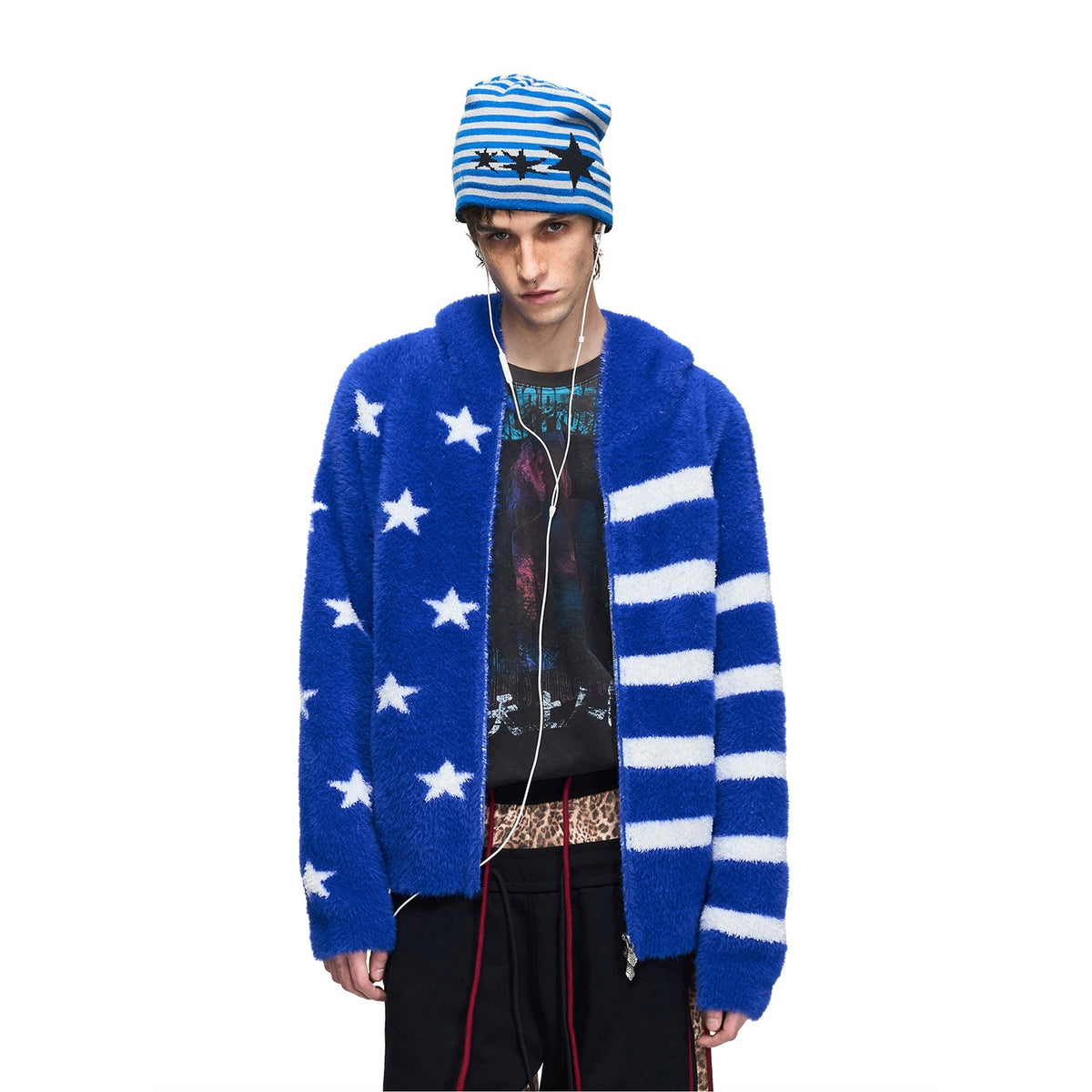 PEOPLESENSE_Star_Jacquard_Hooded_Faux_Mink_Royal_Blue_Women&
