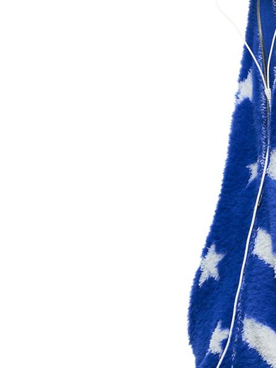 PEOPLESENSE Star Jacquard Hooded Faux Mink Royal Blue Women&