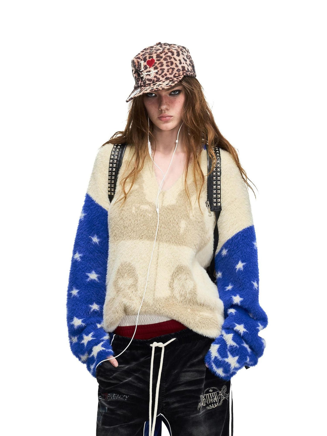 PEOPLESENSE Star Portrait Blue Yellow Colorblock Jacquard Women&