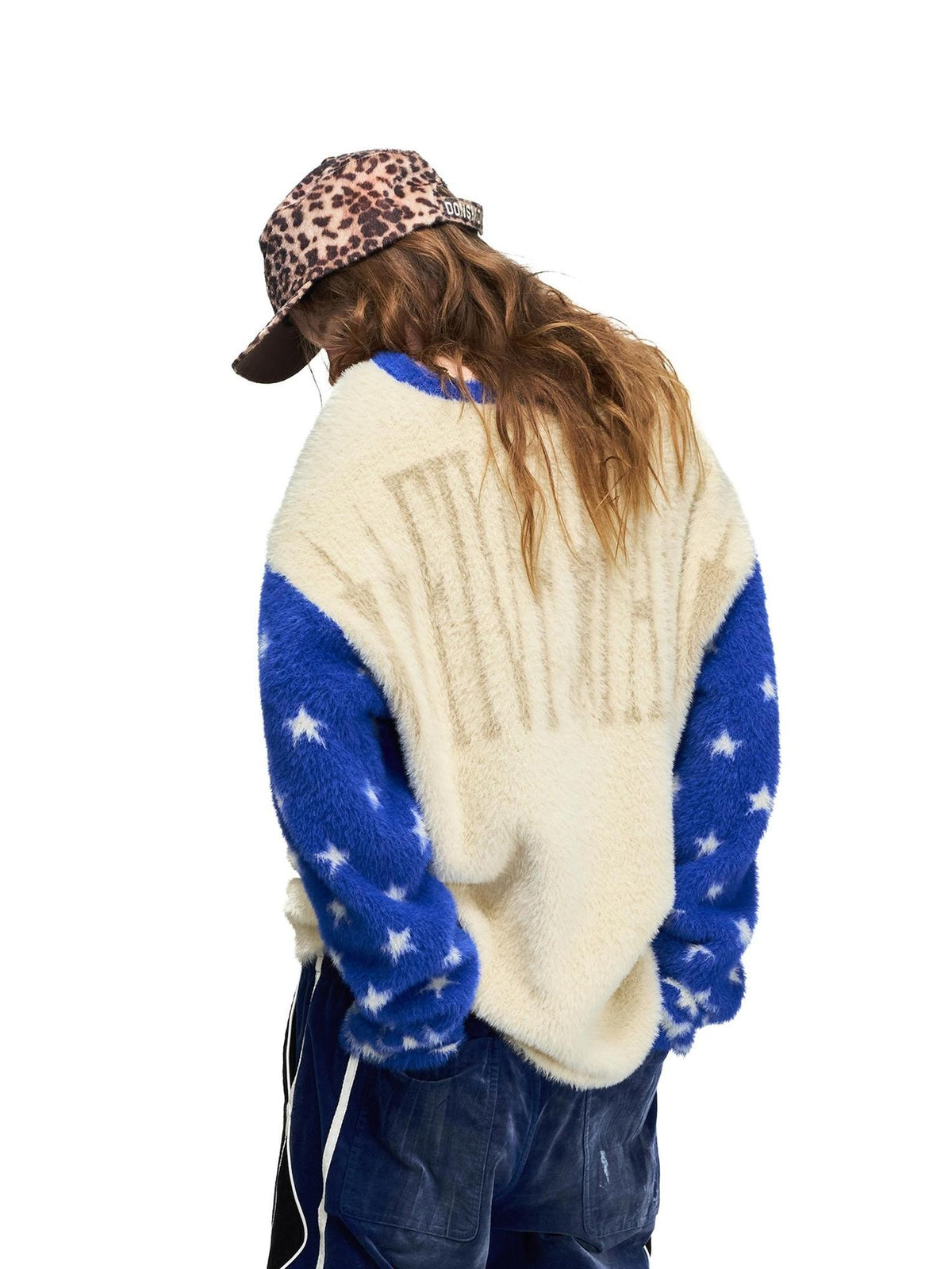 PEOPLESENSE Star Portrait Blue Yellow Colorblock Jacquard Women&