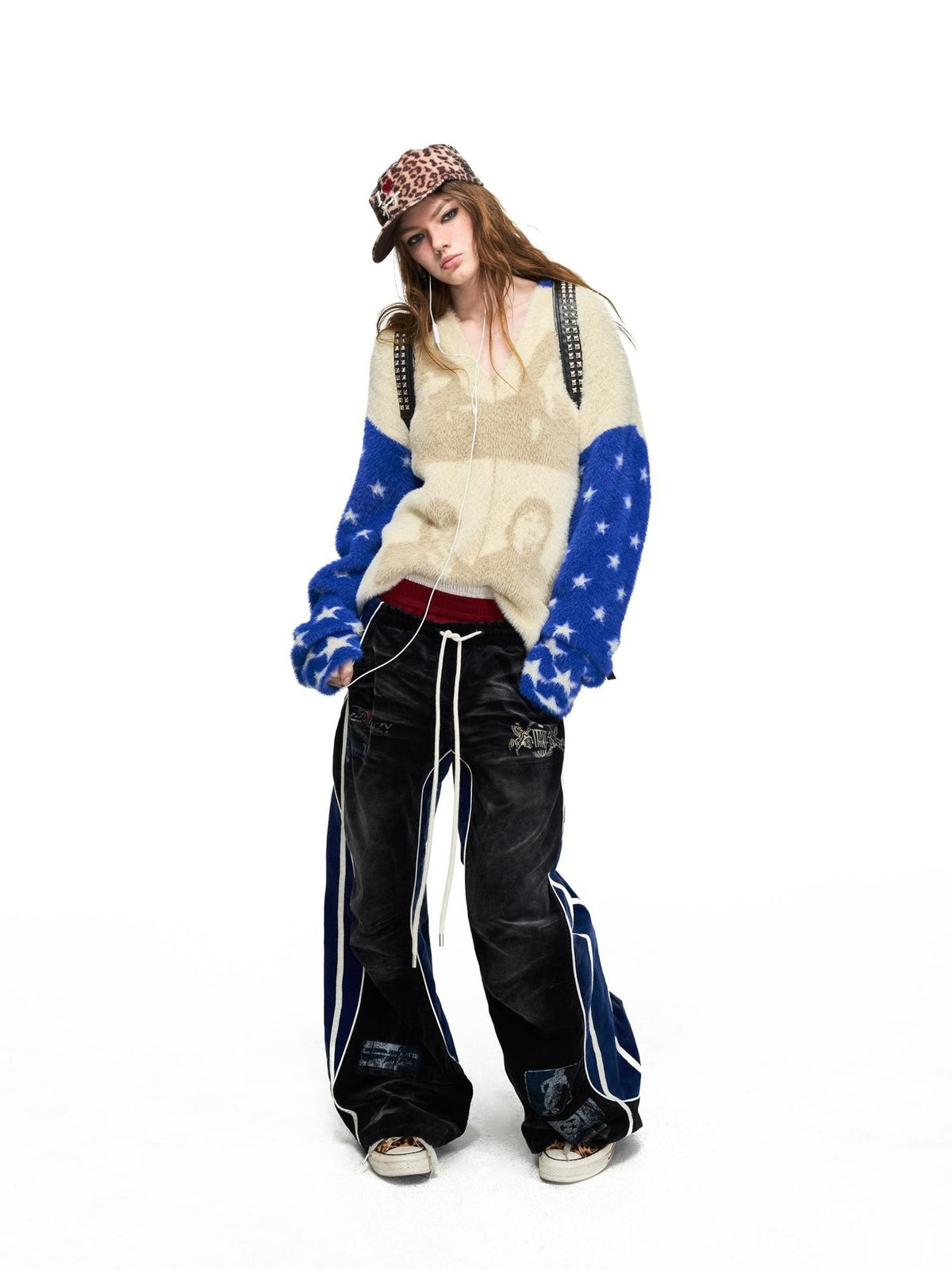 PEOPLESENSE Star Portrait Blue Yellow Colorblock Jacquard Women&