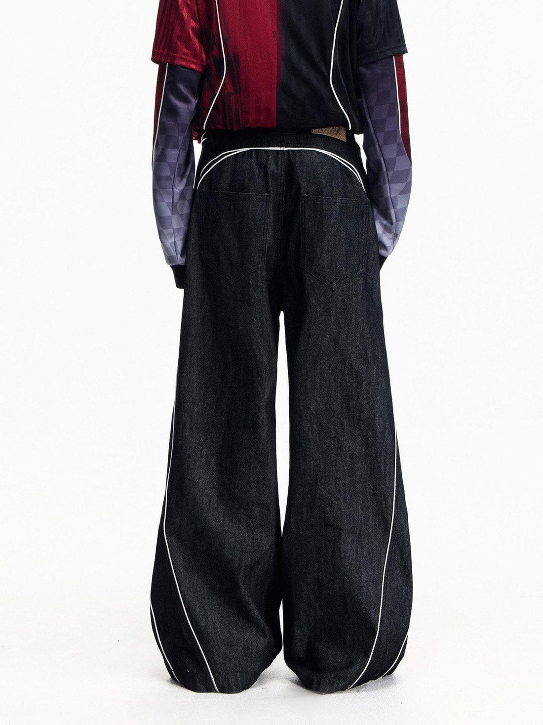 PEOPLESENSE Trendy Washed High Waist Straight Leg Chain Detail Unisex Black Cotton Jeans