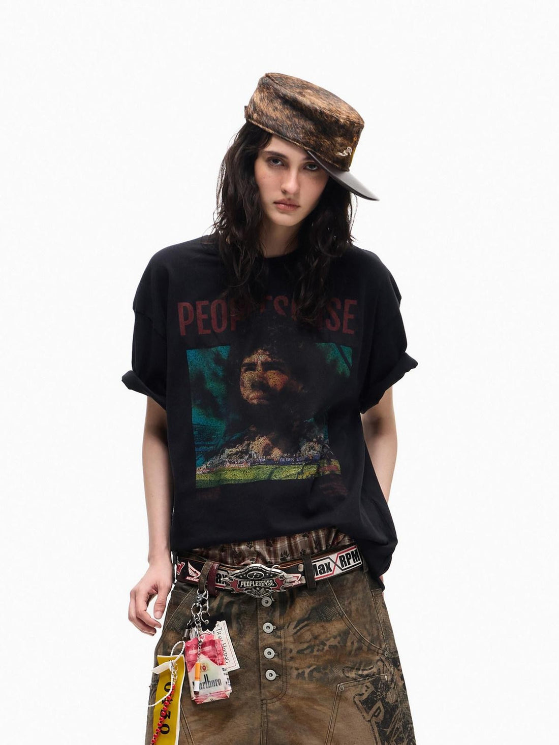 PEOPLESENSE Vintage Distressed Football Print Women&
