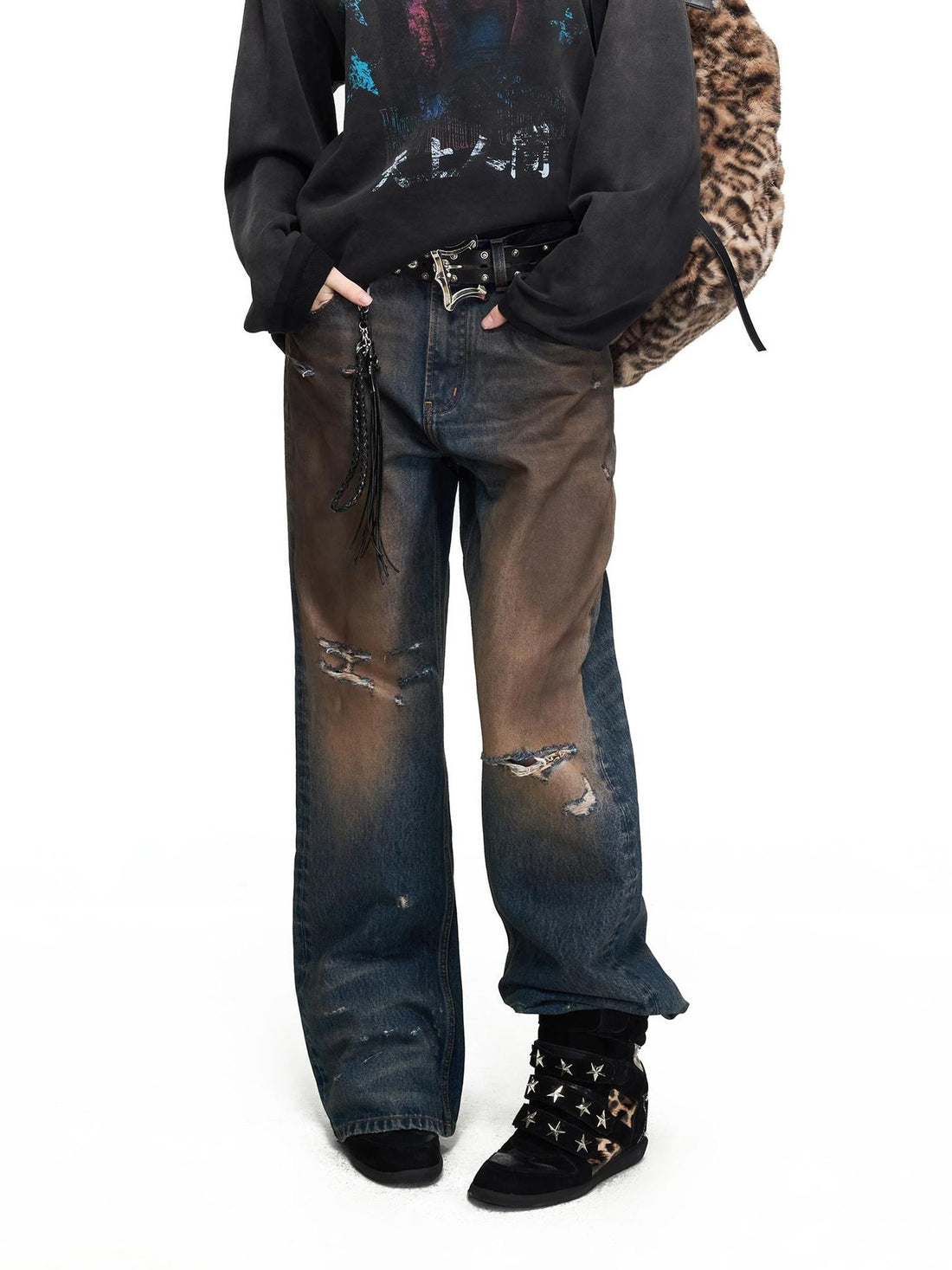 PEOPLESENSE Vintage Distressed Frayed Flared Women&