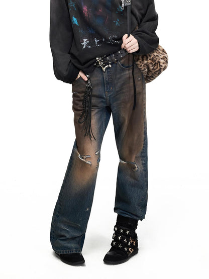 PEOPLESENSE Vintage Distressed Frayed Flared Women&