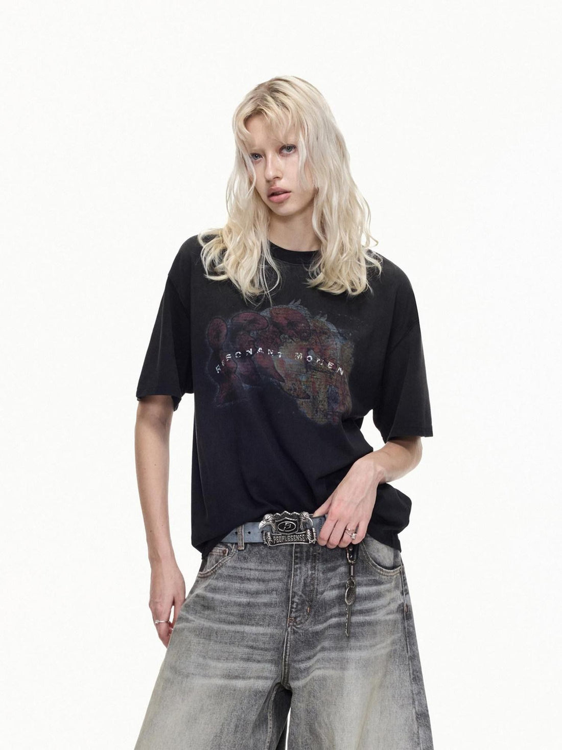 PEOPLESENSE Vintage Distressed Newspaper Print Women&