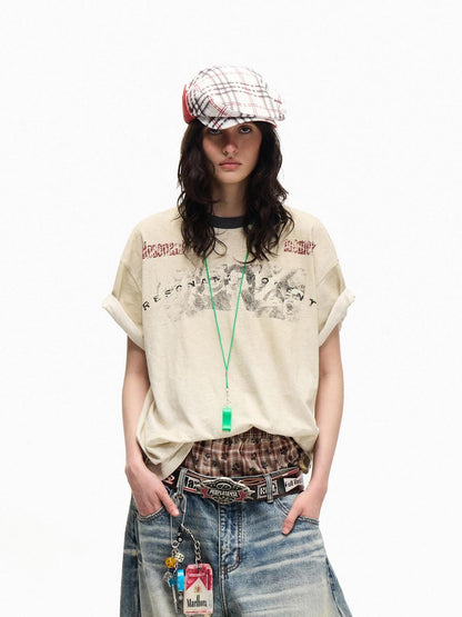 PEOPLESENSE Vintage Distressed Spray Print Women&