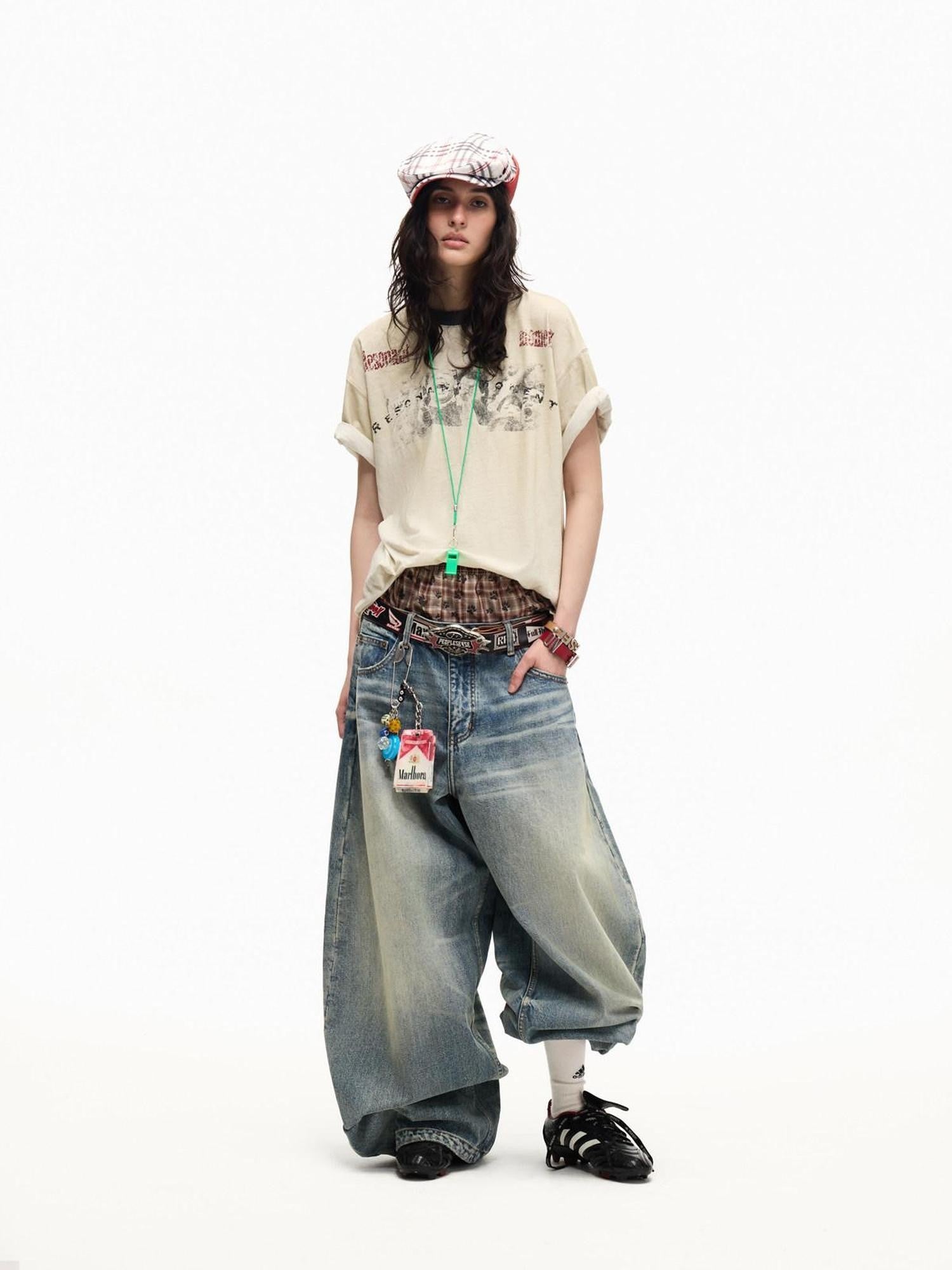PEOPLESENSE Vintage Distressed Spray Print Women&