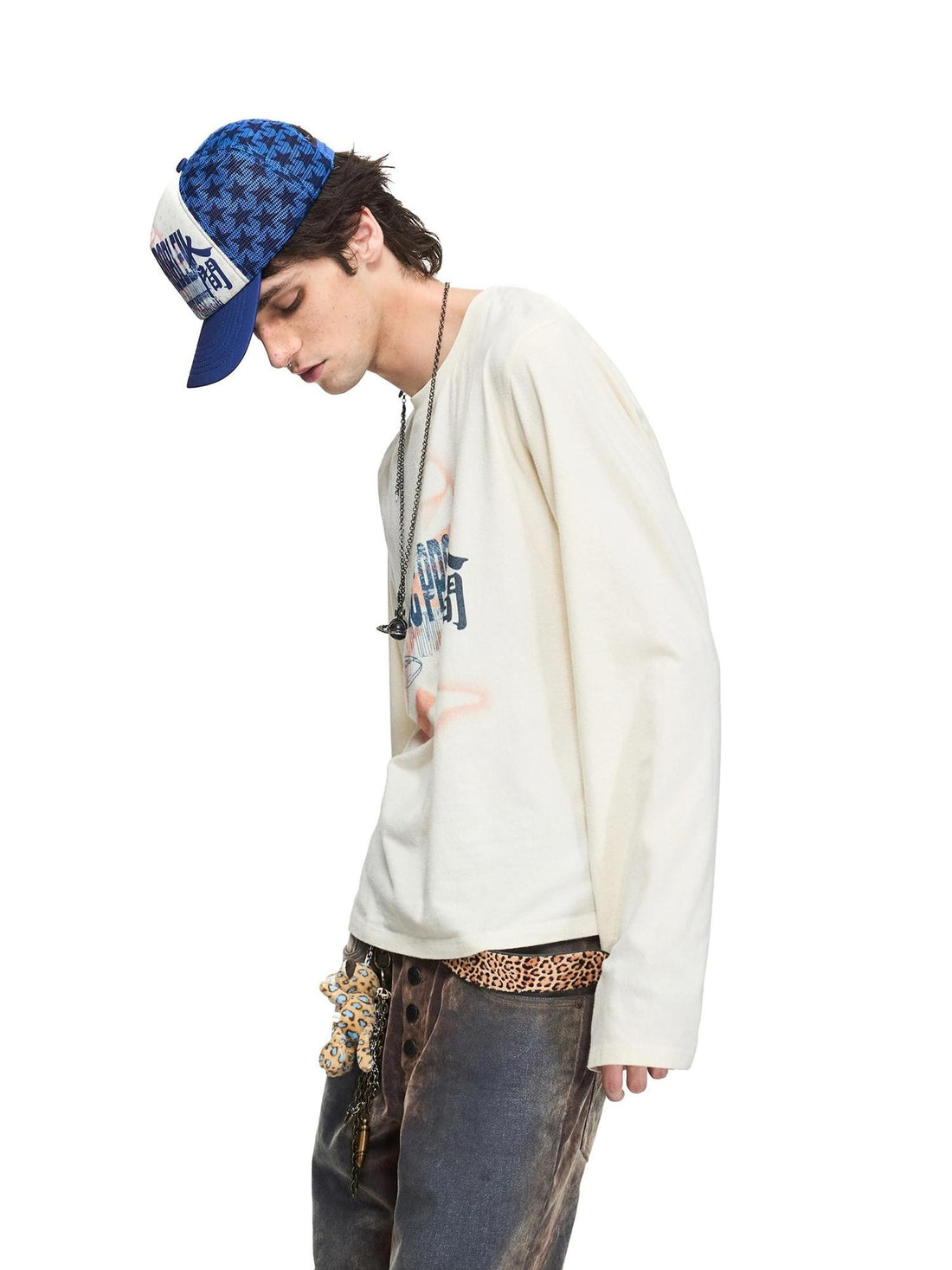 PEOPLESENSE Vintage Gradient Spray Print Loose Fit Women&