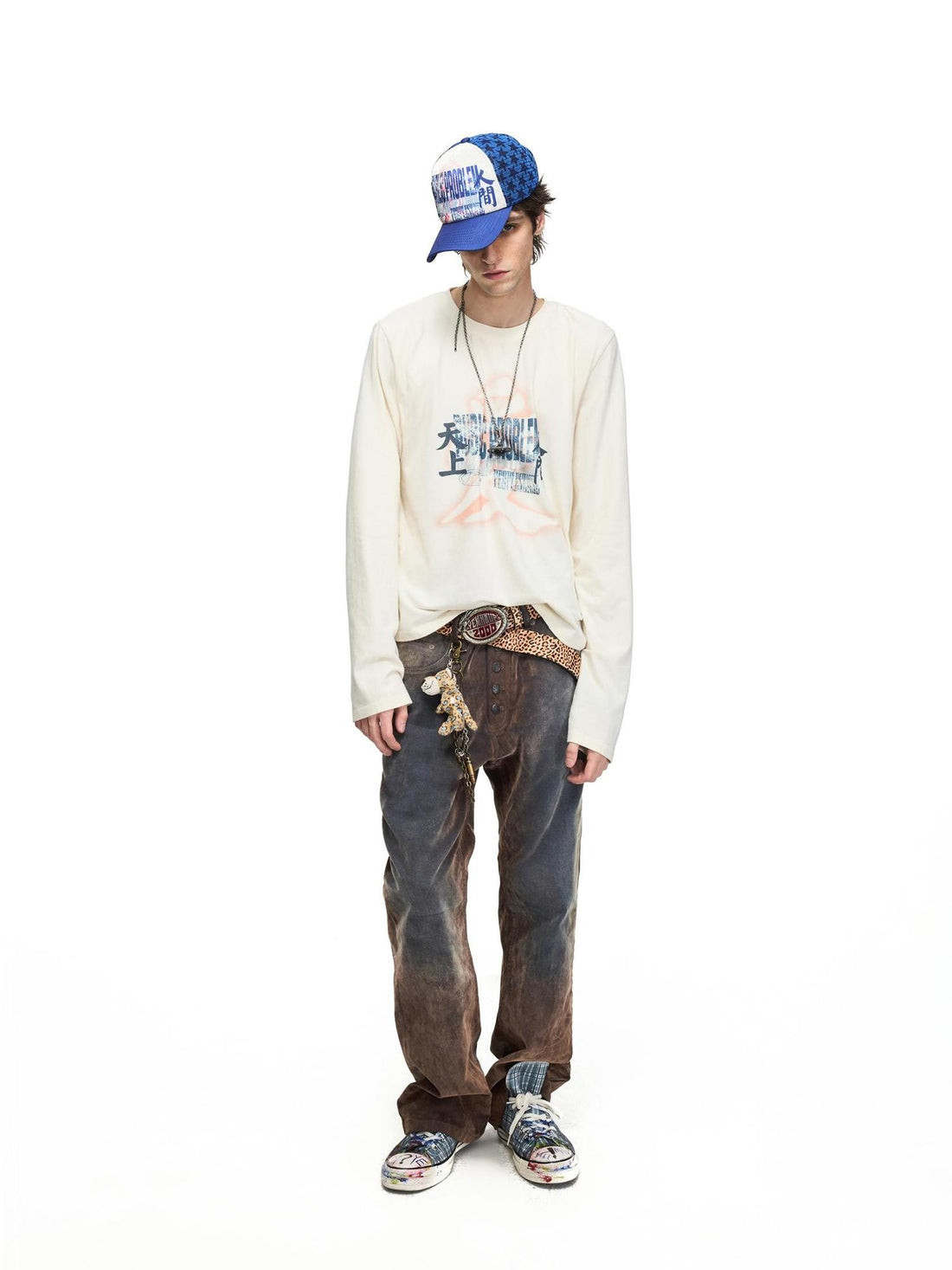 PEOPLESENSE Vintage Gradient Spray Print Loose Fit Women&