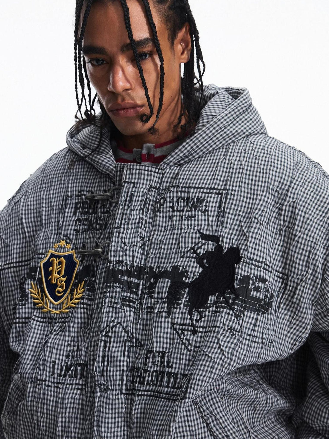 PEOPLESENSE Warm Hooded Cotton Blend Loose Fit Patch Detail Youth Casual Gray Puffer Jacket