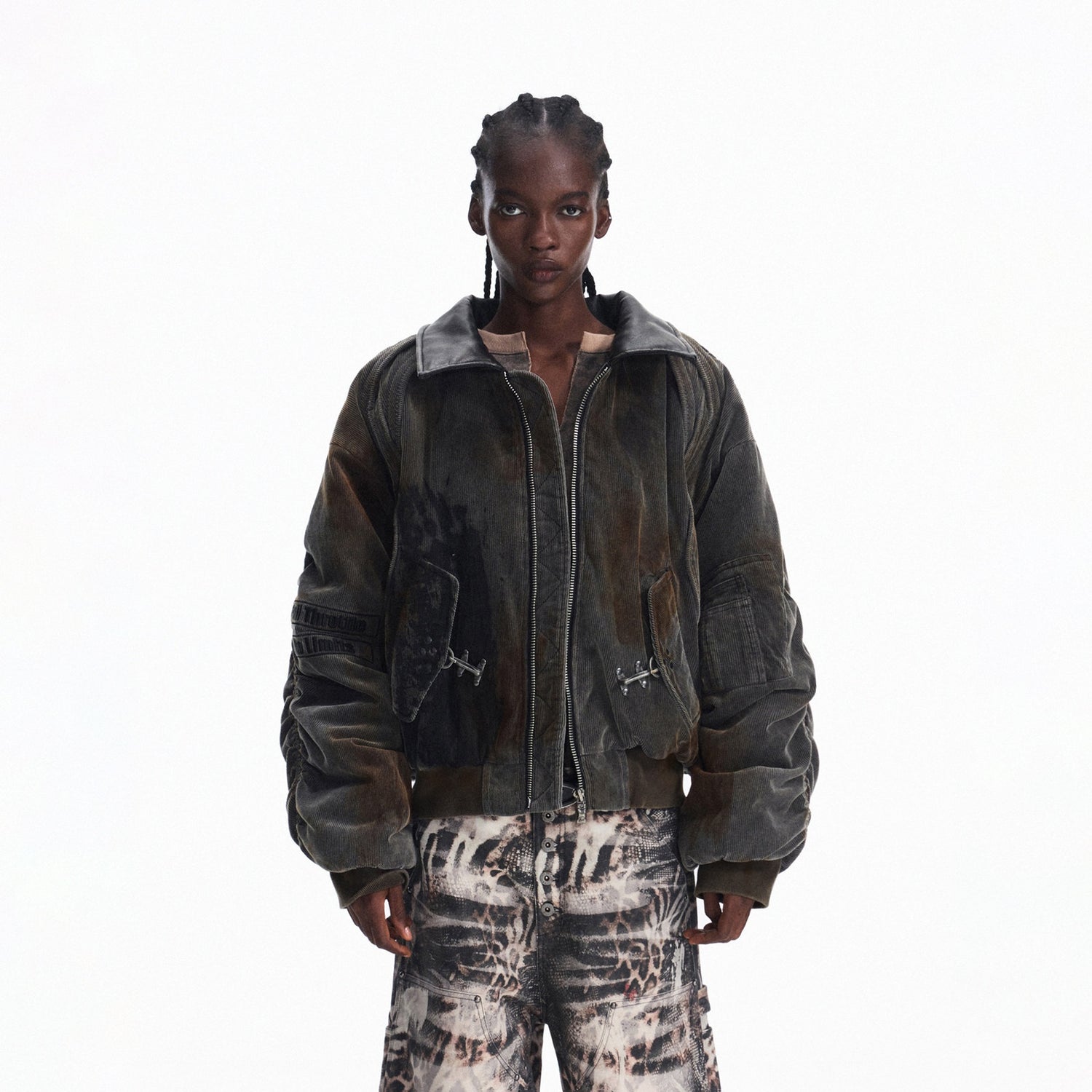 PEOPLESENSE_Warm_Thick_Corduroy_Oversized_American_Casual_Unisex_Black_Grey_Puffer_Jacket_MISSTT