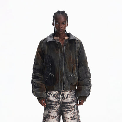 PEOPLESENSE_Warm_Thick_Corduroy_Oversized_American_Casual_Unisex_Black_Grey_Puffer_Jacket_MISSTT
