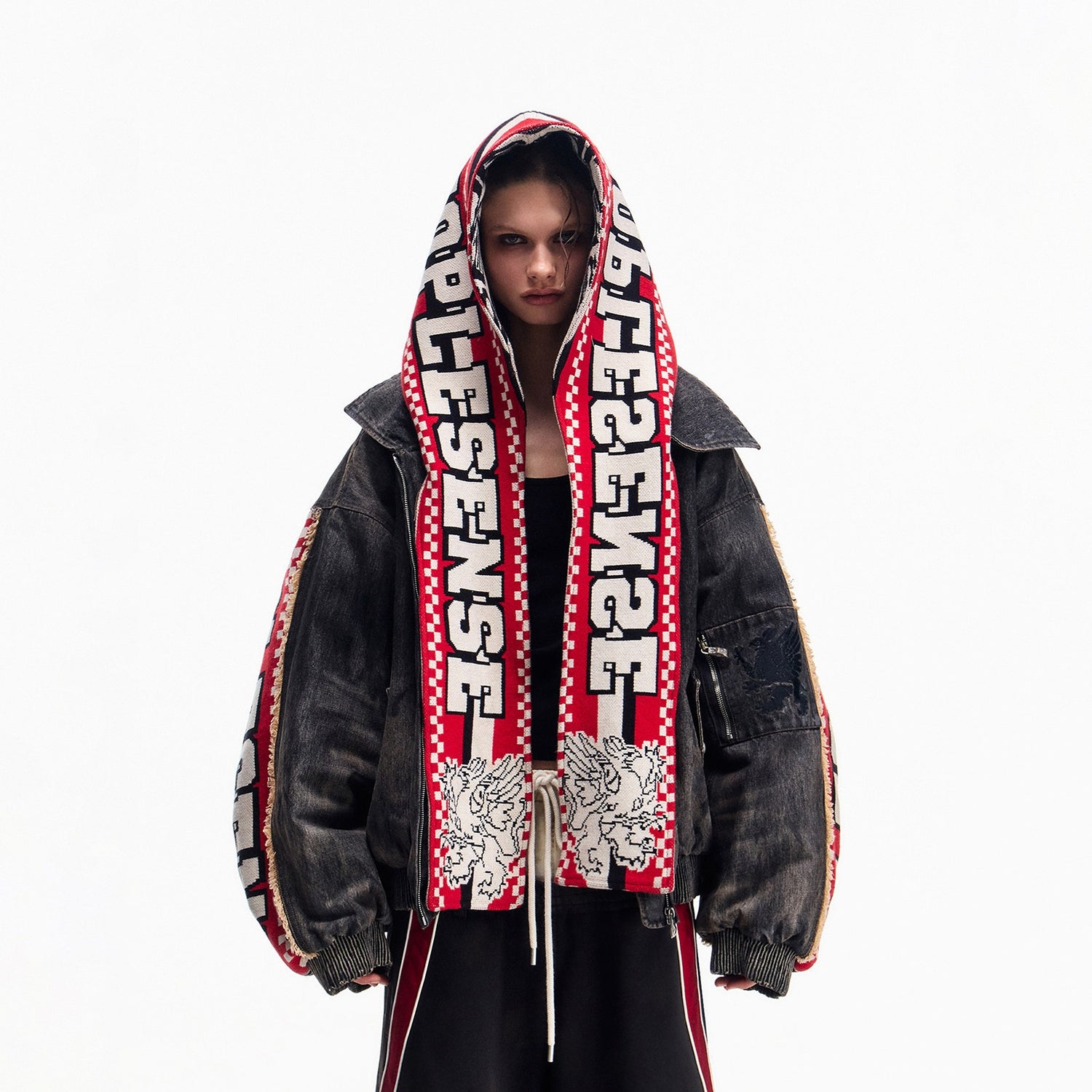 PEOPLESENSE_Warm_Washed_Cotton_Fill_Loose_Fit_Detachable_Scarf_Hood_Black_Puffer_Jacket_MISSTT