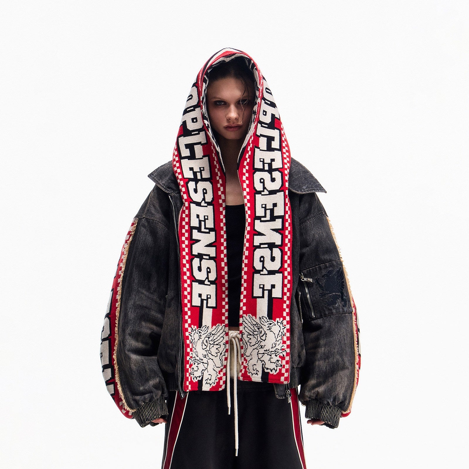 PEOPLESENSE_Warm_Washed_Cotton_Fill_Loose_Fit_Detachable_Scarf_Hood_Black_Puffer_Jacket_MISSTT