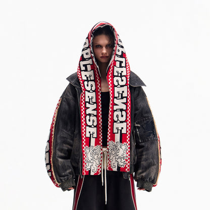 PEOPLESENSE_Warm_Washed_Cotton_Fill_Loose_Fit_Detachable_Scarf_Hood_Black_Puffer_Jacket_MISSTT