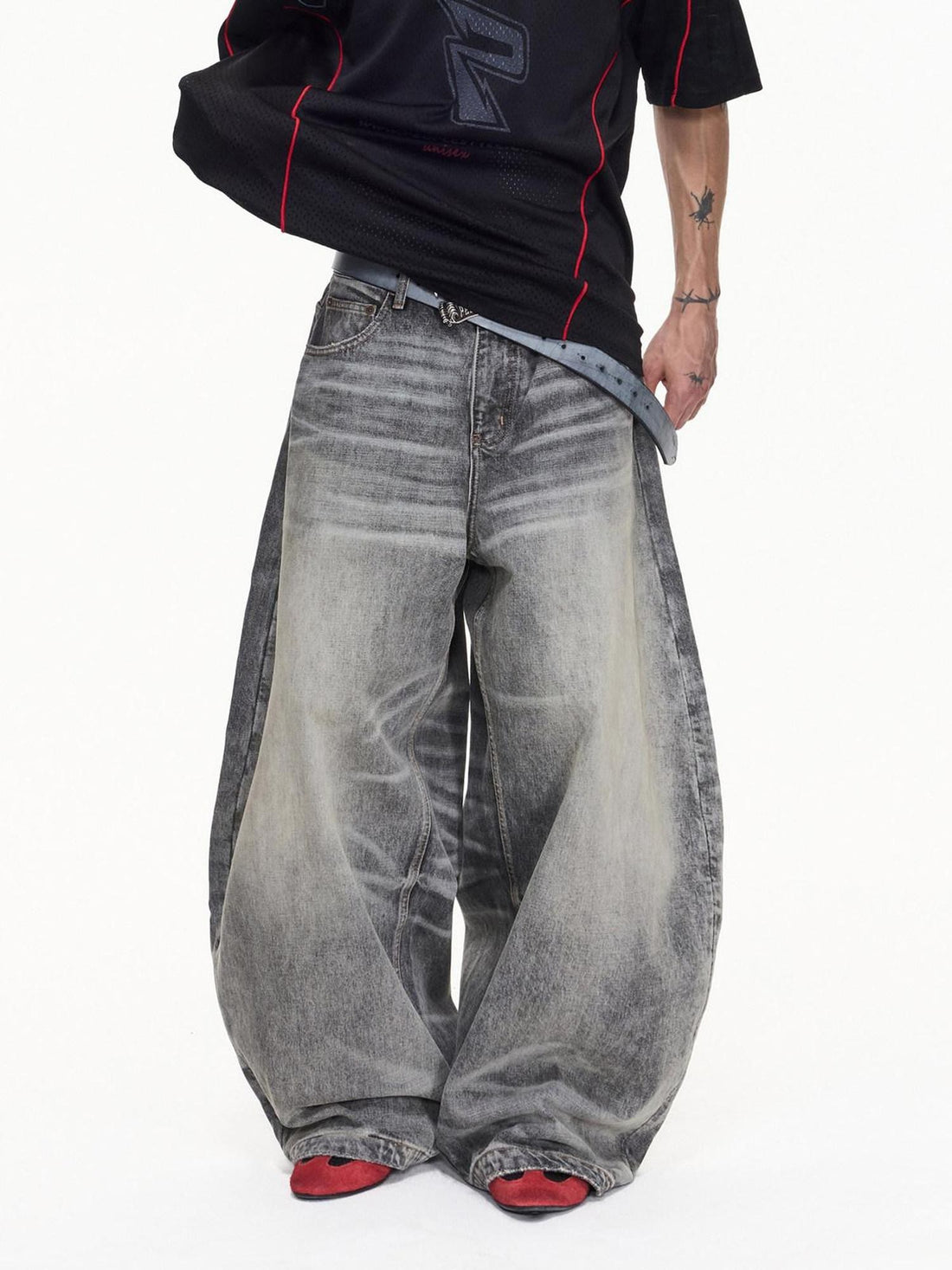 PEOPLESENSE Washed Gray Distressed Mid Rise Women&