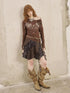 DIDDI MODA Paisley Patchwork Wave Hem A Line Skirt
