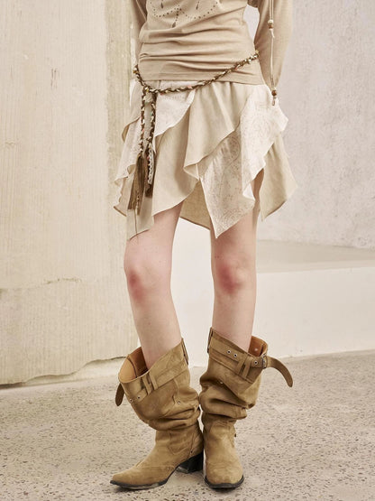 Paisley Patchwork Wave Hem A Line Skirt