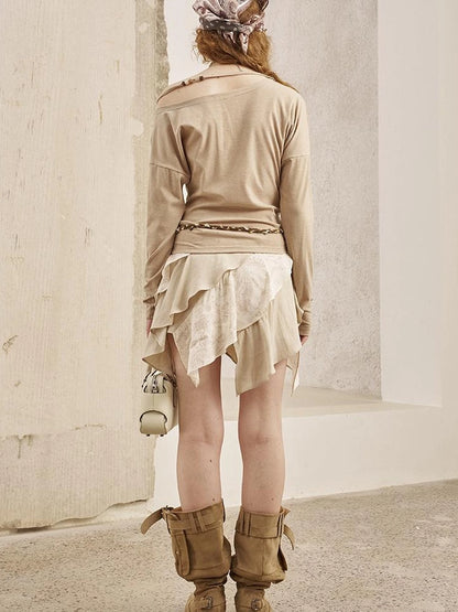 Paisley Patchwork Wave Hem A Line Skirt