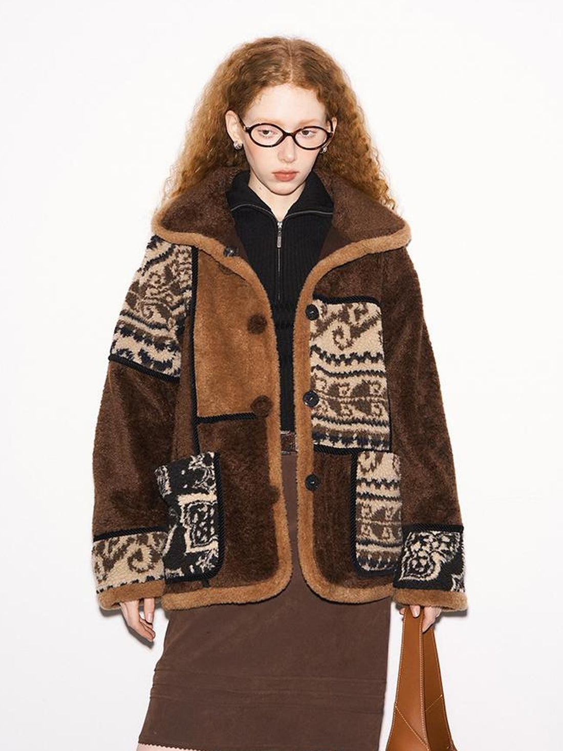 DIDDI MODA Paisley Sherpa Jacket Unisex Soft Fleece Coat