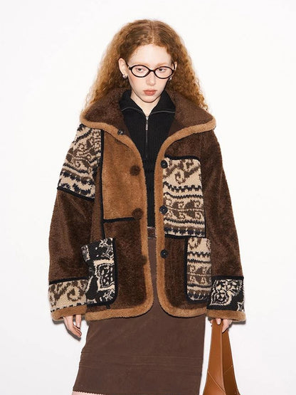 Paisley Sherpa Jacket Unisex Soft Fleece Coat